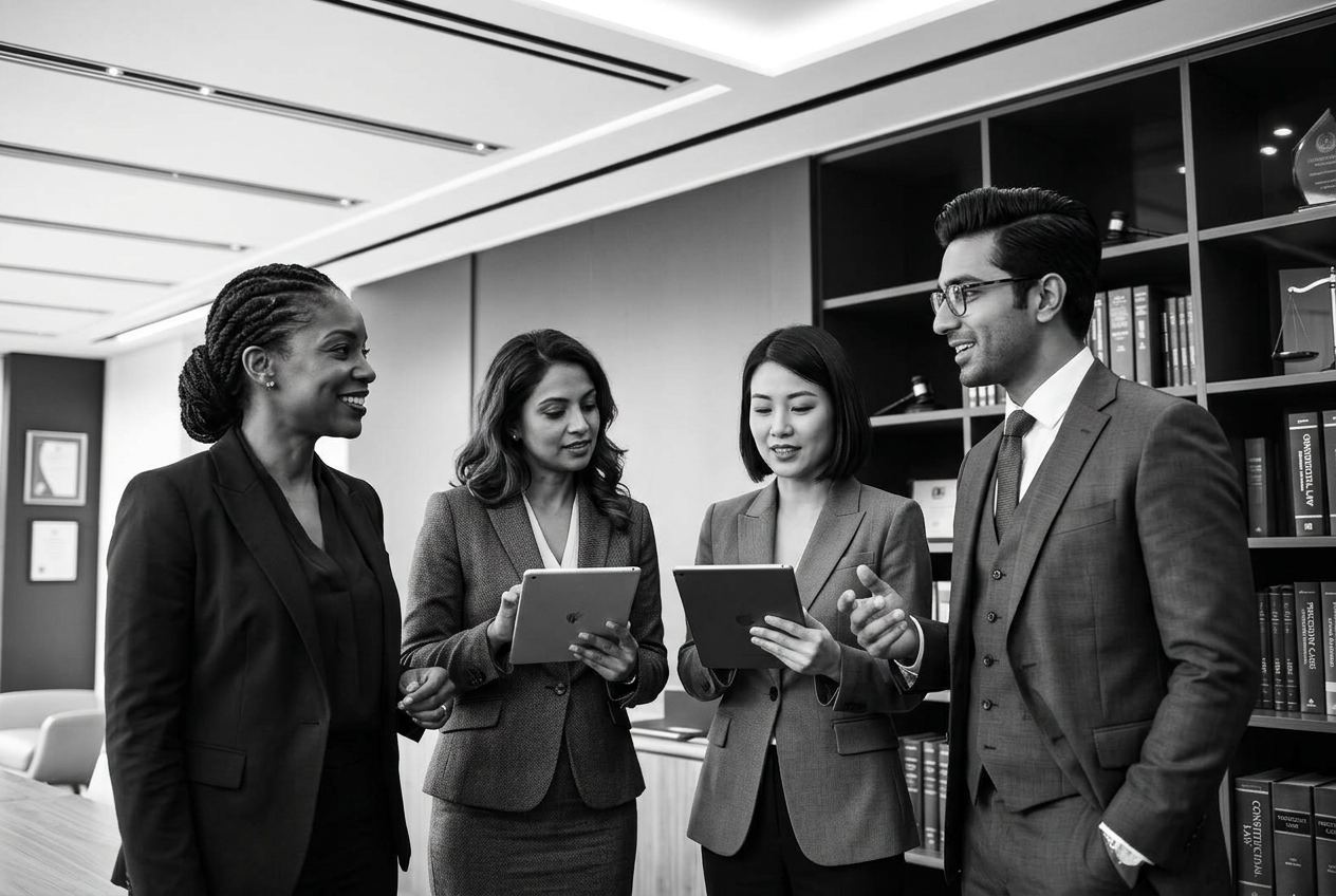 Legal professionals in conversation